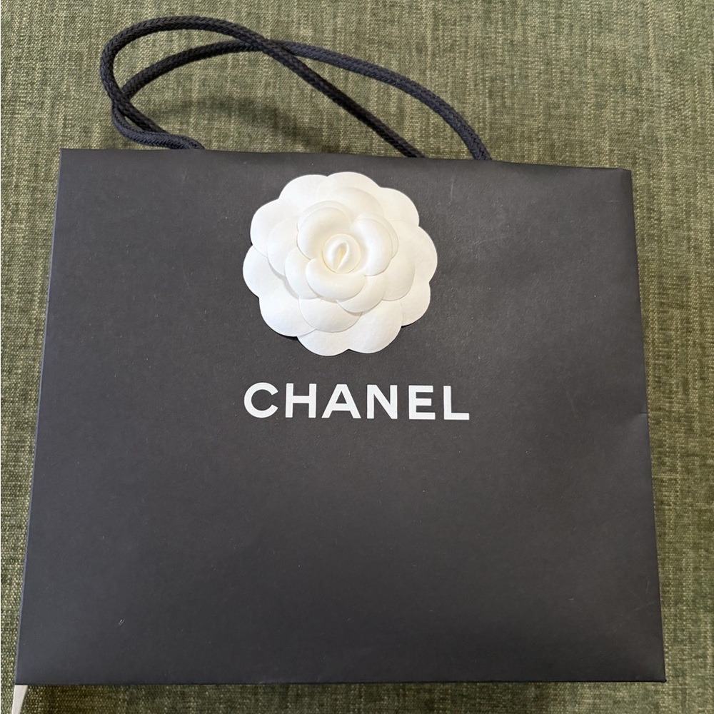 Chanel Black shopping Bag with White Camellia